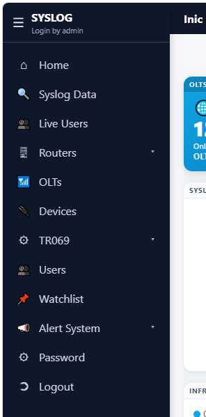 SYSLOG reports panel